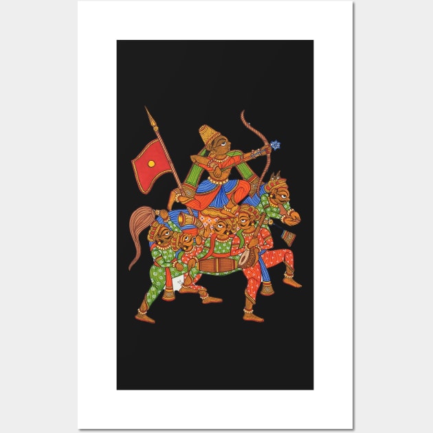 "Ashwa purush" Horse formation by men, Indian folk art design Wall Art by gopalpjoshi